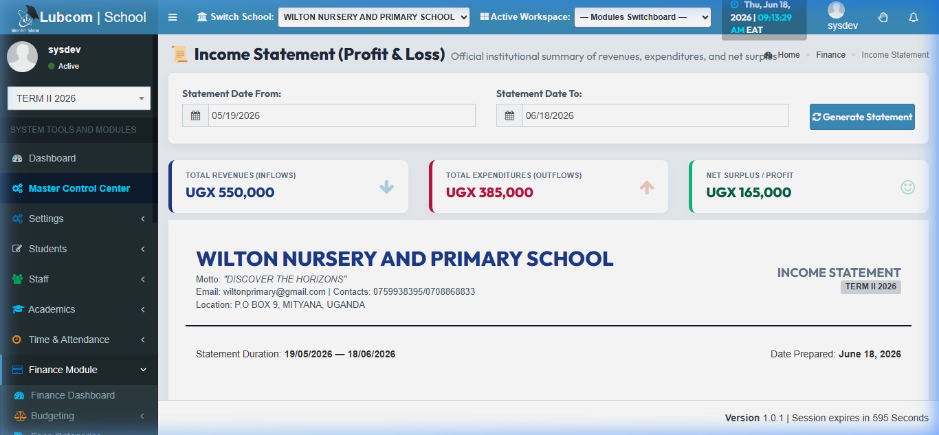 Finance Screen